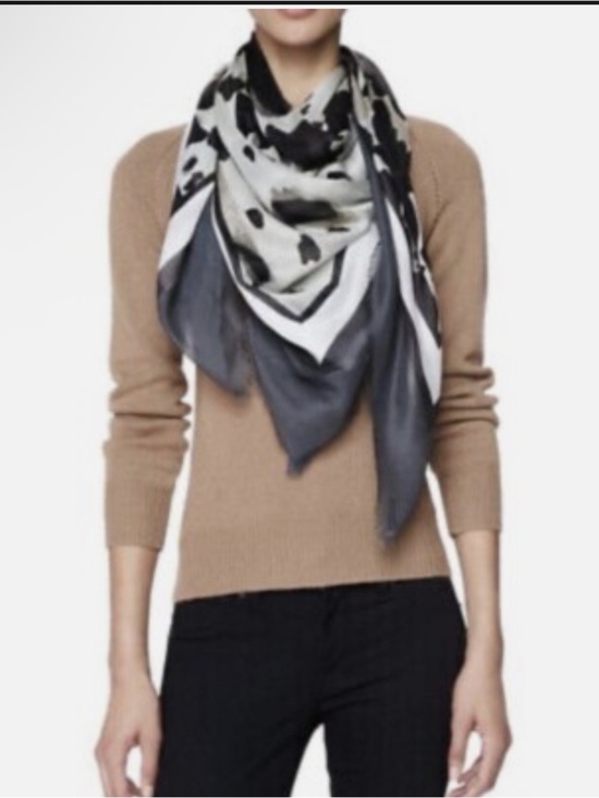Burberry Accessories - Burberry Black and White Animal Print Silk Square Scarf